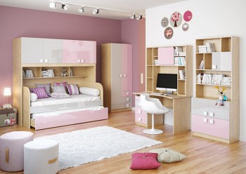 Детская комната Грэйси (Розовый/Серый/корпус Клен) в Новоцелинном - novocelinnoe.mebel54.com | фото