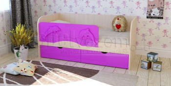 Друзья Кровать детская 2 ящика 1.8 Фиолетовый глянец в Новоцелинном - novocelinnoe.mebel54.com | фото