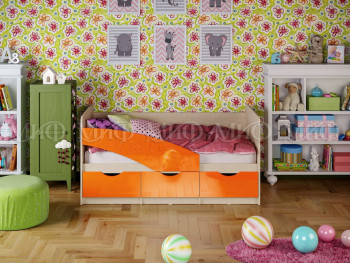Кровать Бабочки 1,8м (Оранжевый металлик) в Новоцелинном - novocelinnoe.mebel54.com | фото