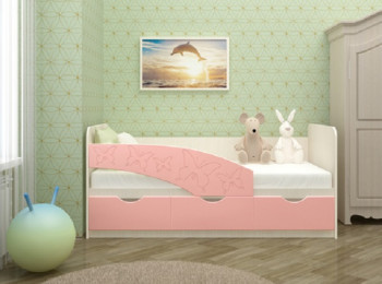 Кровать Бабочки 2,0м (Розовый металлик) в Новоцелинном - novocelinnoe.mebel54.com | фото