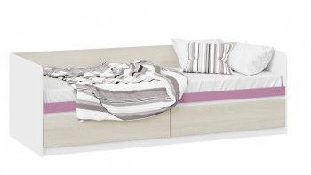 Кровать «Сканди» с 2 ящиками Дуб Гарден/Белый/Лиловый в Новоцелинном - novocelinnoe.mebel54.com | фото