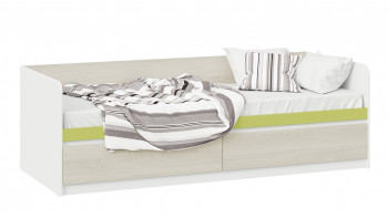 Кровать «Сканди» с 2 ящиками Дуб Гарден/Белый/Зеленый в Новоцелинном - novocelinnoe.mebel54.com | фото