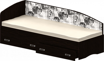 Кровать Софа-9 с мягкой спинкой с рисунком Милана (900х1900) Венге в Новоцелинном - novocelinnoe.mebel54.com | фото