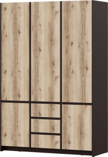 Модульная система "Прага" Шкаф для одежды трехстворчатый Дуб Венге/Дуб Делано в Новоцелинном - novocelinnoe.mebel54.com | фото