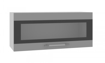 Норд ШВГС 800 Шкаф верхний горизонтальный со стеклом (Софт черный/корпус Белый) в Новоцелинном - novocelinnoe.mebel54.com | фото