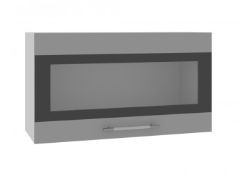 Ройс ВПГСФ 800 Шкаф верхний горизонтальный со стеклом с фотопечатью высокий (Графит софт/корпус Серый) в Новоцелинном - novocelinnoe.mebel54.com | фото