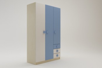 Шкаф 3-х створчатый с ящиками Скай (Синий/Белый/корпус Клен) в Новоцелинном - novocelinnoe.mebel54.com | фото