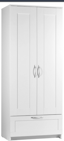 Шкаф двухдверный Сириус с 1 ящиком белый в Новоцелинном - novocelinnoe.mebel54.com | фото