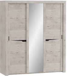 Шкаф трехдверный Соренто с раздвижными дверями Дуб бонифаций/Кофе структурный матовый в Новоцелинном - novocelinnoe.mebel54.com | фото