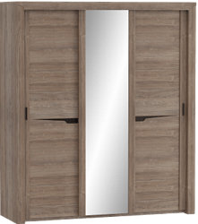 Шкаф трехдверный Соренто с раздвижными дверями Дуб стирлинг/Кофе структурный матовый в Новоцелинном - novocelinnoe.mebel54.com | фото